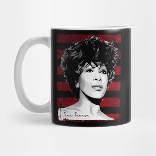 Tina Turner-Retro-Vintage-Halftone-Grunge-Red Stripes Mug